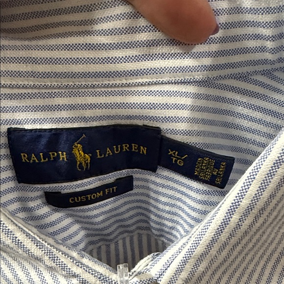 Ralph Lauren Light Blue and White Pinstripe Women's Button-Down Shirt - Picture 2 of 2